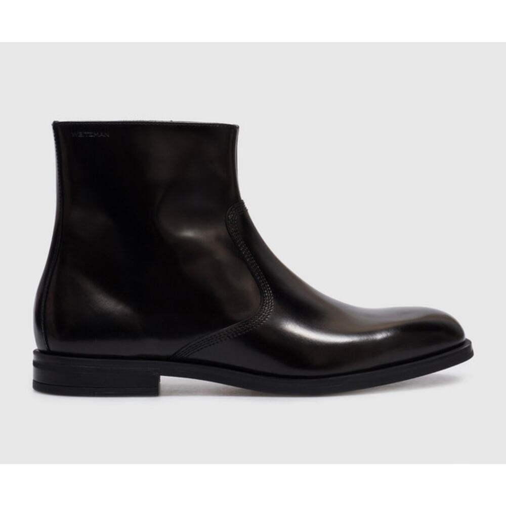 Stuart Weitzman Leather Angel Leather Zip Ankle Boots SJ201 Black Size 8.5M NWB